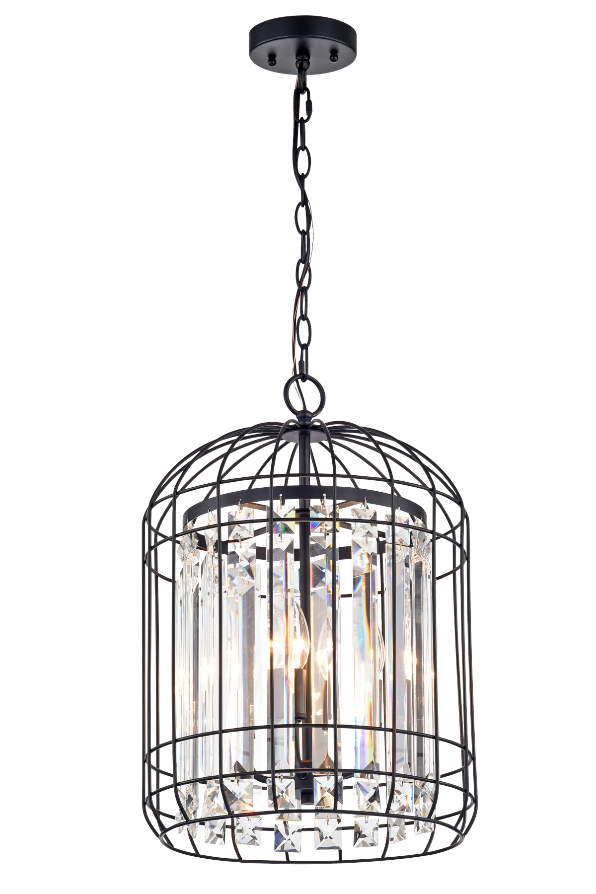 4Light Black Bird Cage Crystal Chandelier Edvivi Lighting