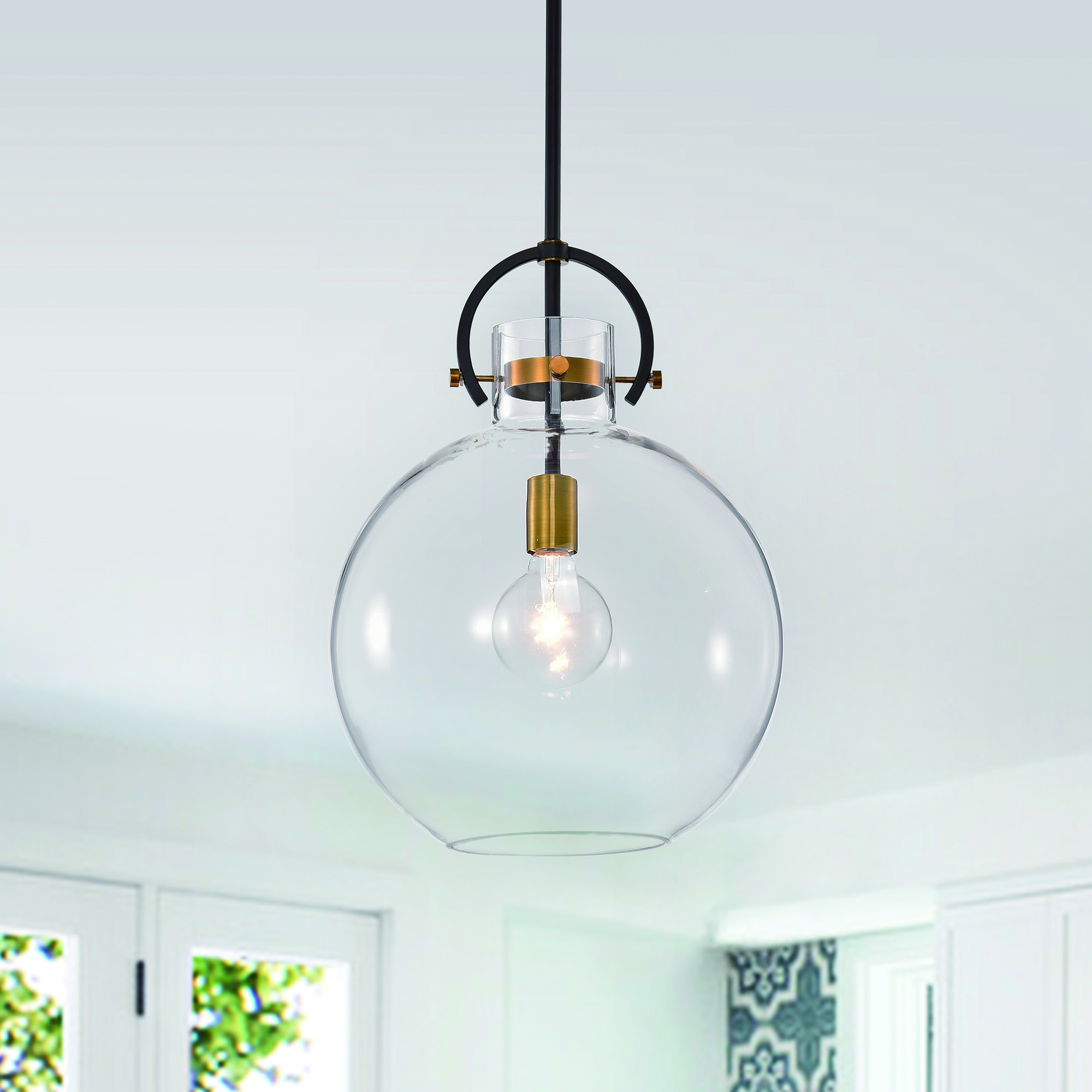 1 Light Oil Rubbed Bronze And Antique Gold Pendant With Clear Glass Shade Edvivi Lighting