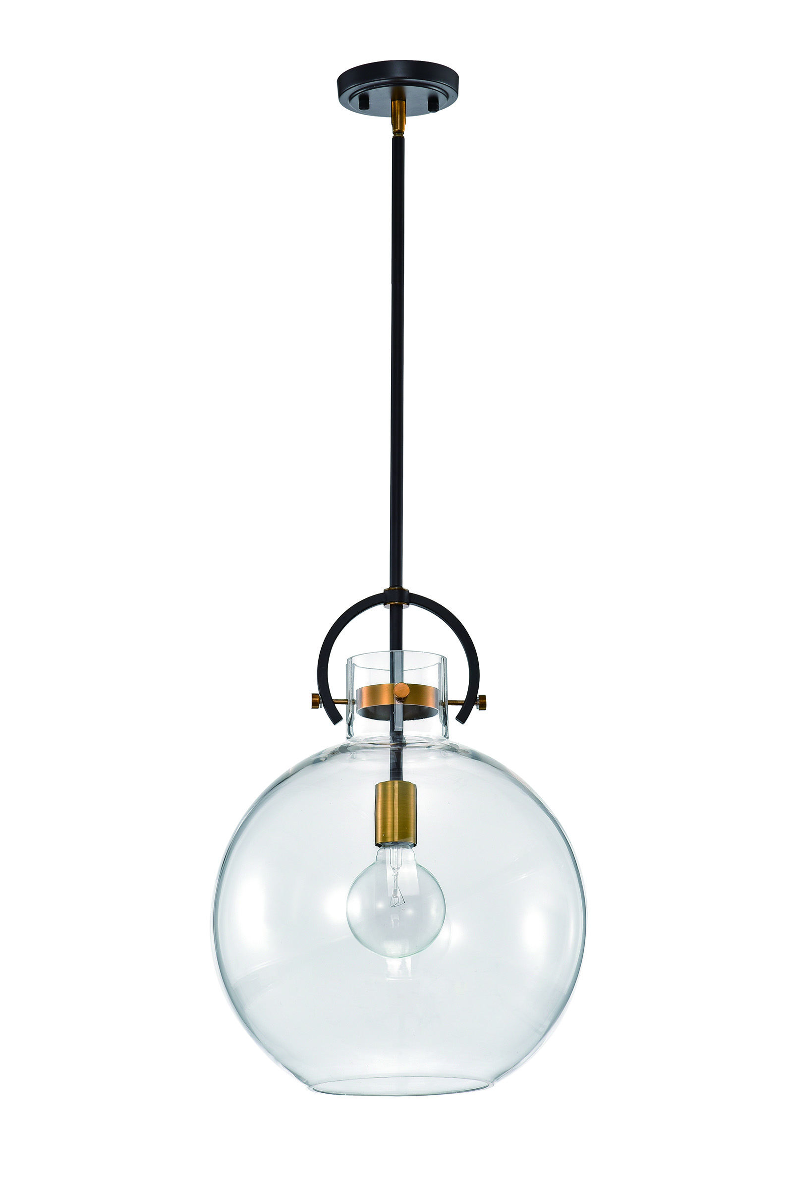 1 Light Oil Rubbed Bronze And Antique Gold Pendant With Clear Glass Shade Edvivi Lighting