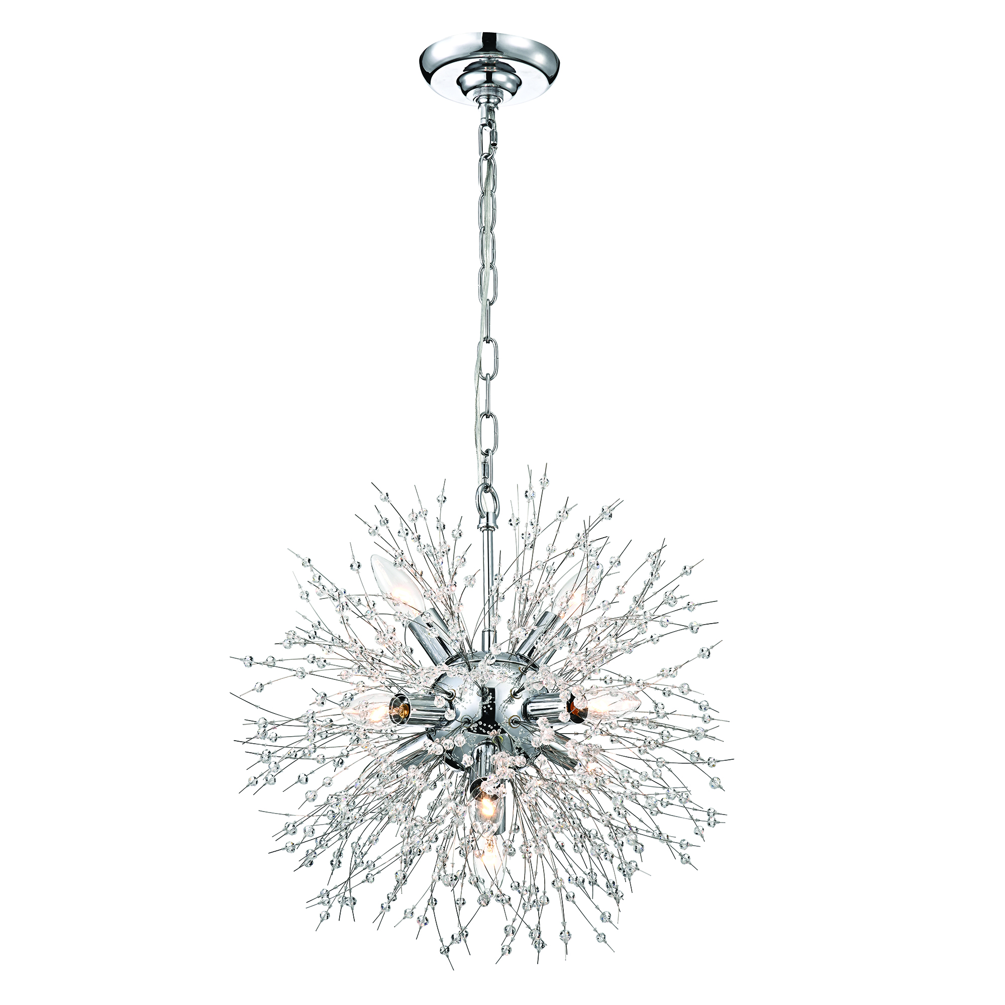 Uptown 8-Light Chrome Sphere and Crystal Beaded Wire Orb Glam 