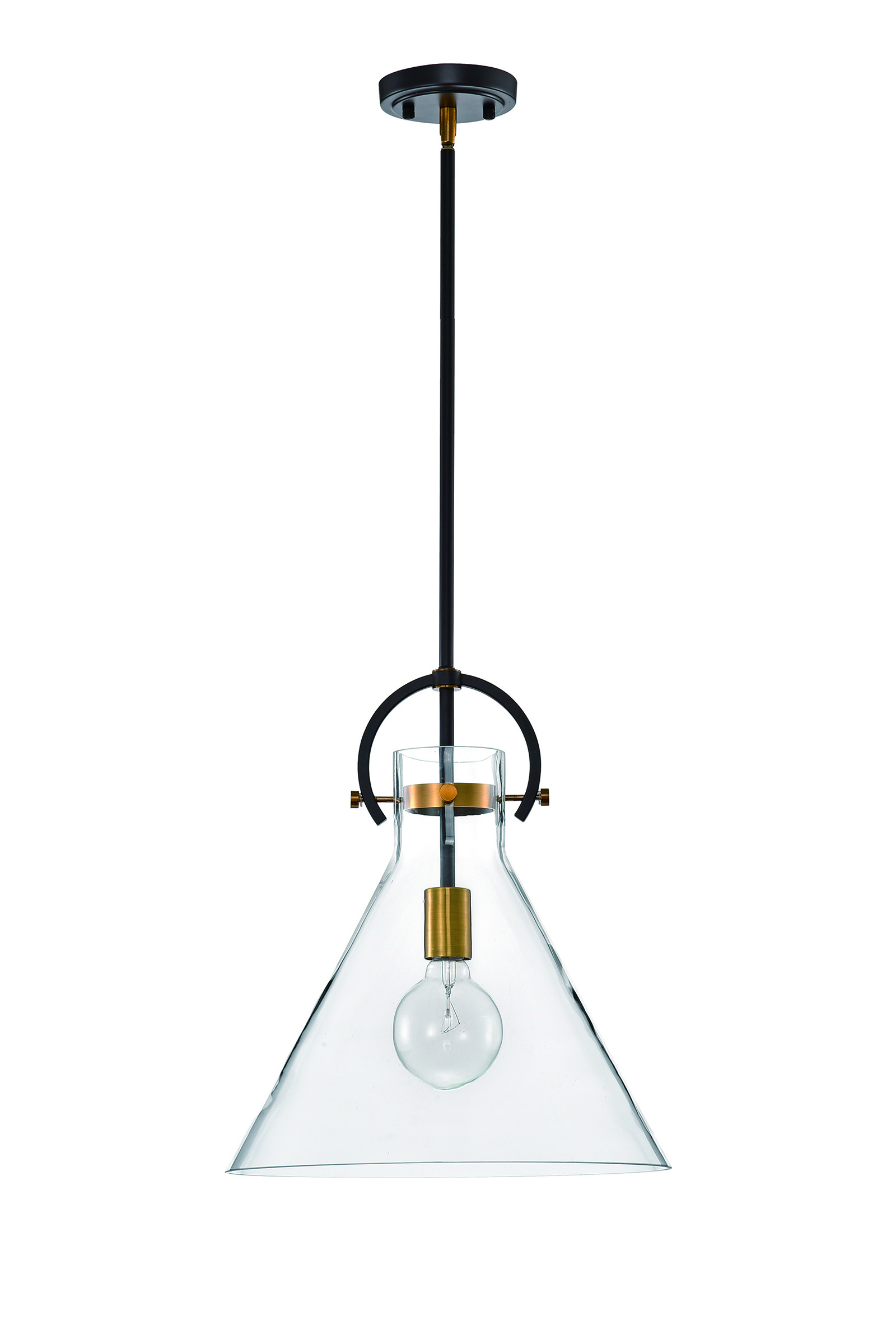 1 Light Oil Rubbed Bronze And Antique Gold Pendant With Clear Cone Glass Shade Edvivi Lighting