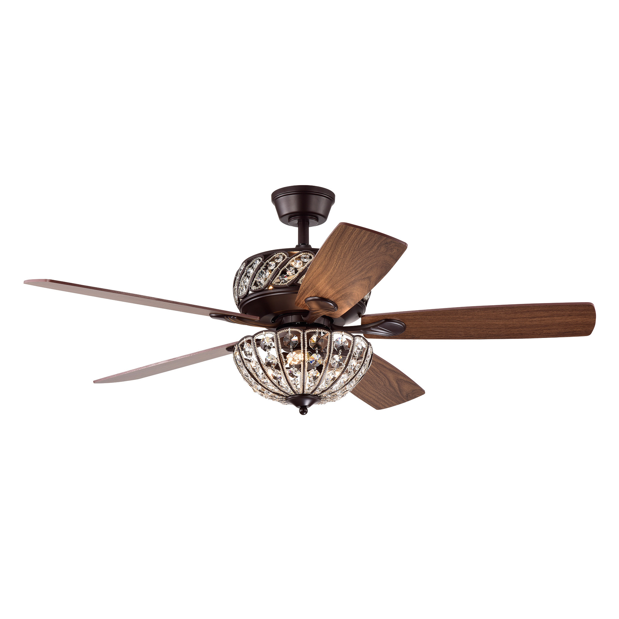 52 in Indoor Oil Rubbed Bronze Reversible Ceiling Fan with Crystal ...